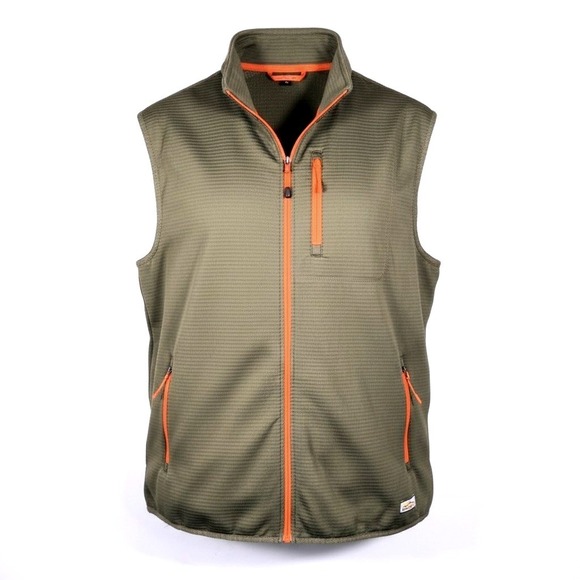 Orvis Other - Orvis Size L Mens Grid Fleece Vest Olive Green Orange Full Zip Outdoor Hiking